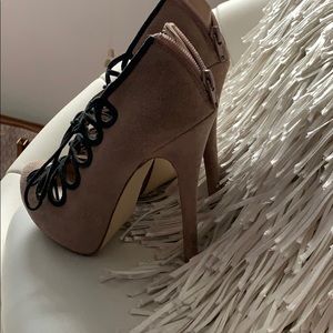 Beige and black heels